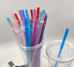 Colorful PP Plastic Glitter Straws with Buckle (Reusable)
