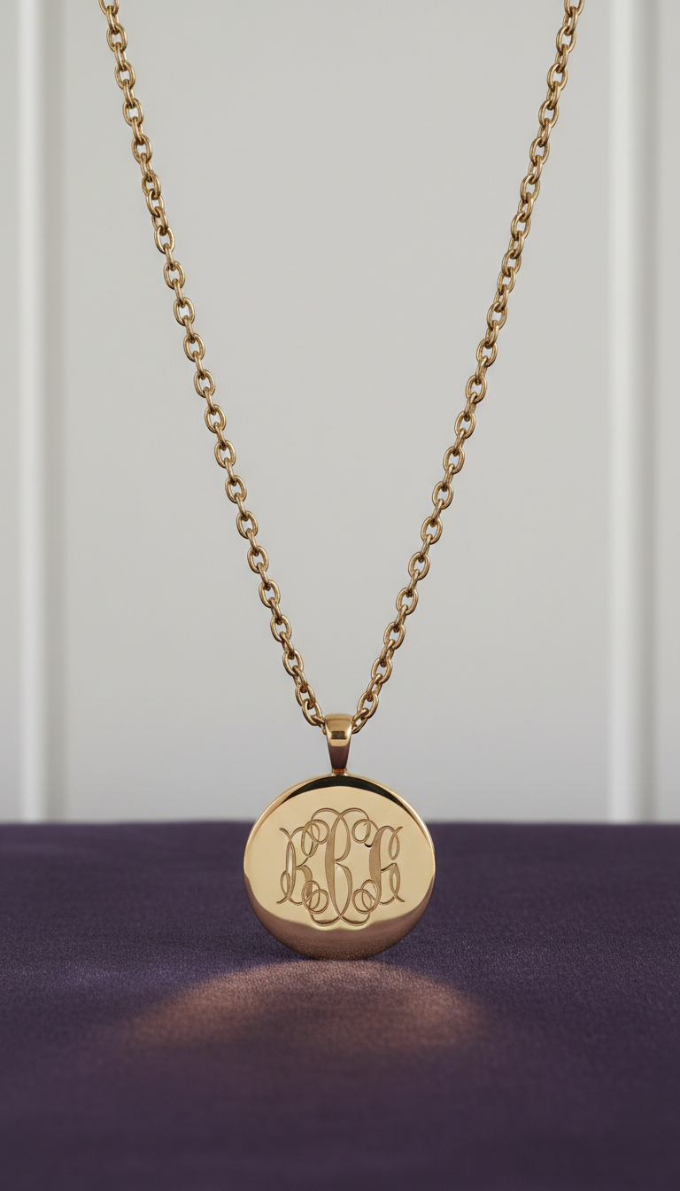 Gold Monogrammed Signet Necklace
