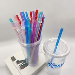 Colorful PP Plastic Glitter Straws with Buckle (Reusable)