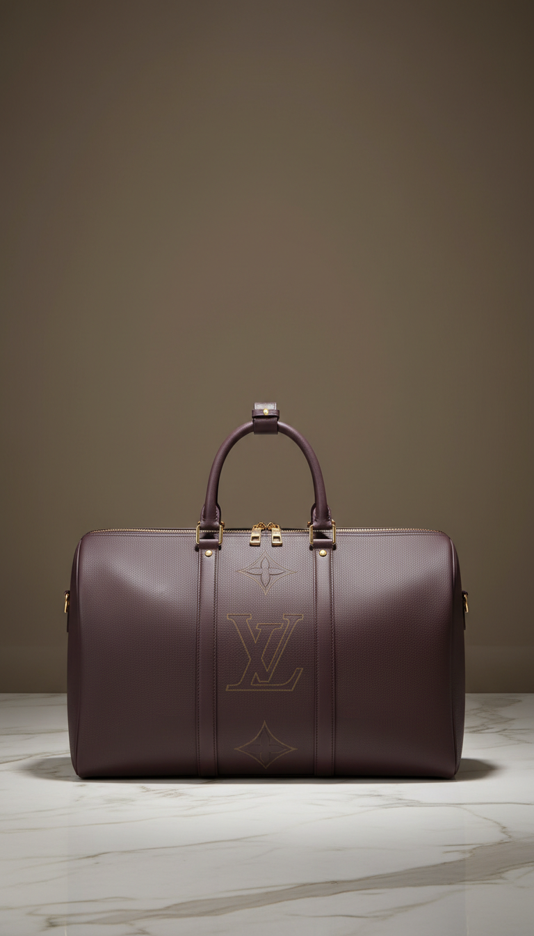 Aubergine Leather Weekender Bag
