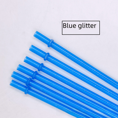 Colorful PP Plastic Glitter Straws with Buckle (Reusable)