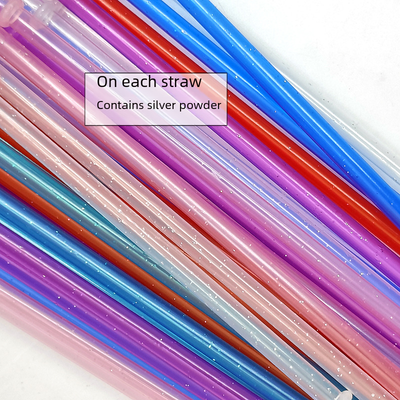 Colorful PP Plastic Glitter Straws with Buckle (Reusable)