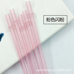 Colorful PP Plastic Glitter Straws with Buckle (Reusable)