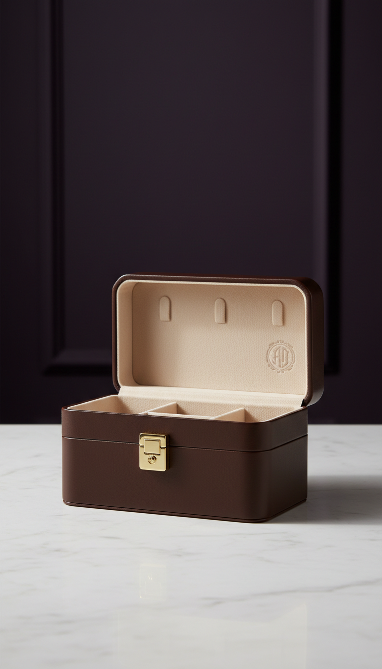 Espresso Leather Velvet Jewelry Case