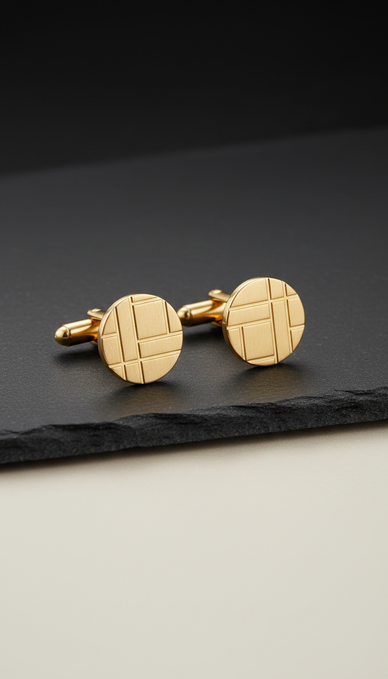 Hand-Finished Gold Cufflinks Set