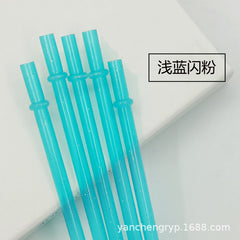 Colorful PP Plastic Glitter Straws with Buckle (Reusable)