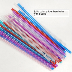 Colorful PP Plastic Glitter Straws with Buckle (Reusable)